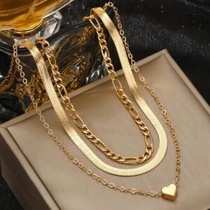 Gold Layered Heart Pendant Necklace